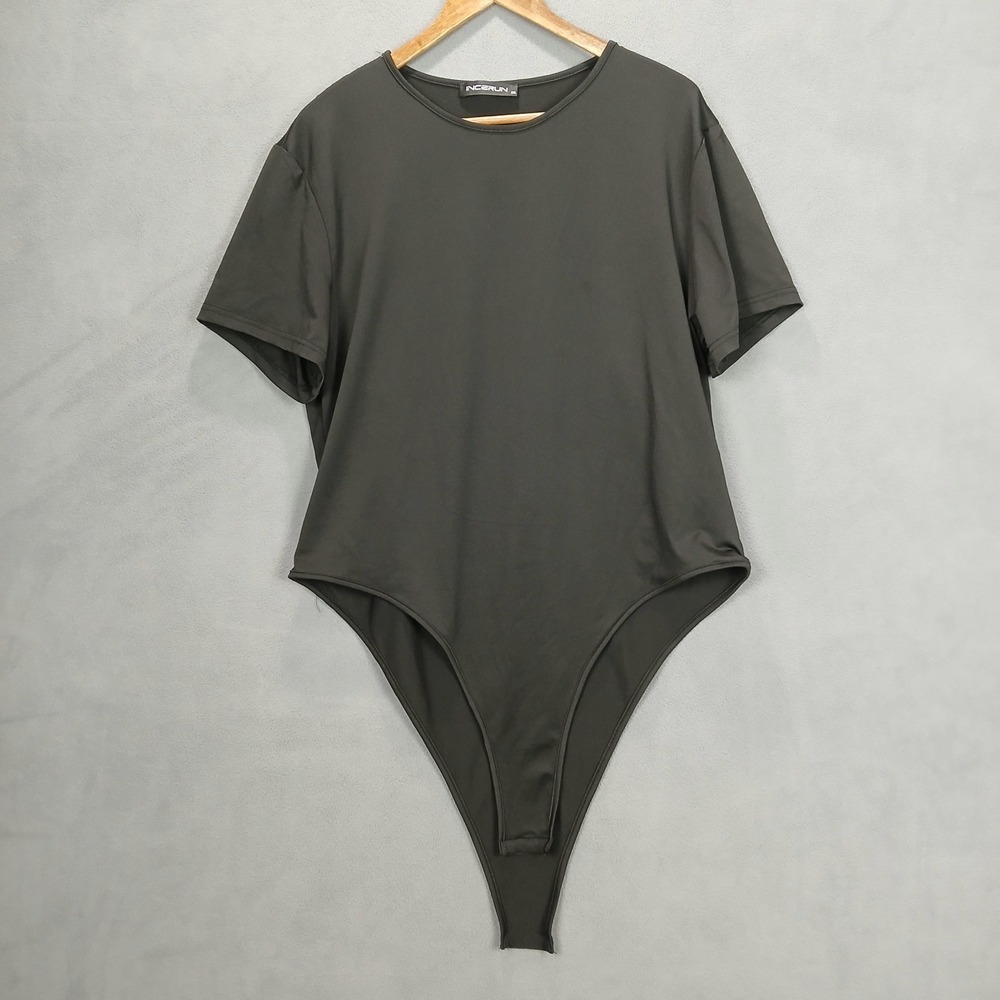 INCERUN Bodysuit Womens 2XL Black Stretch‎ Round Neck Short Sleeve